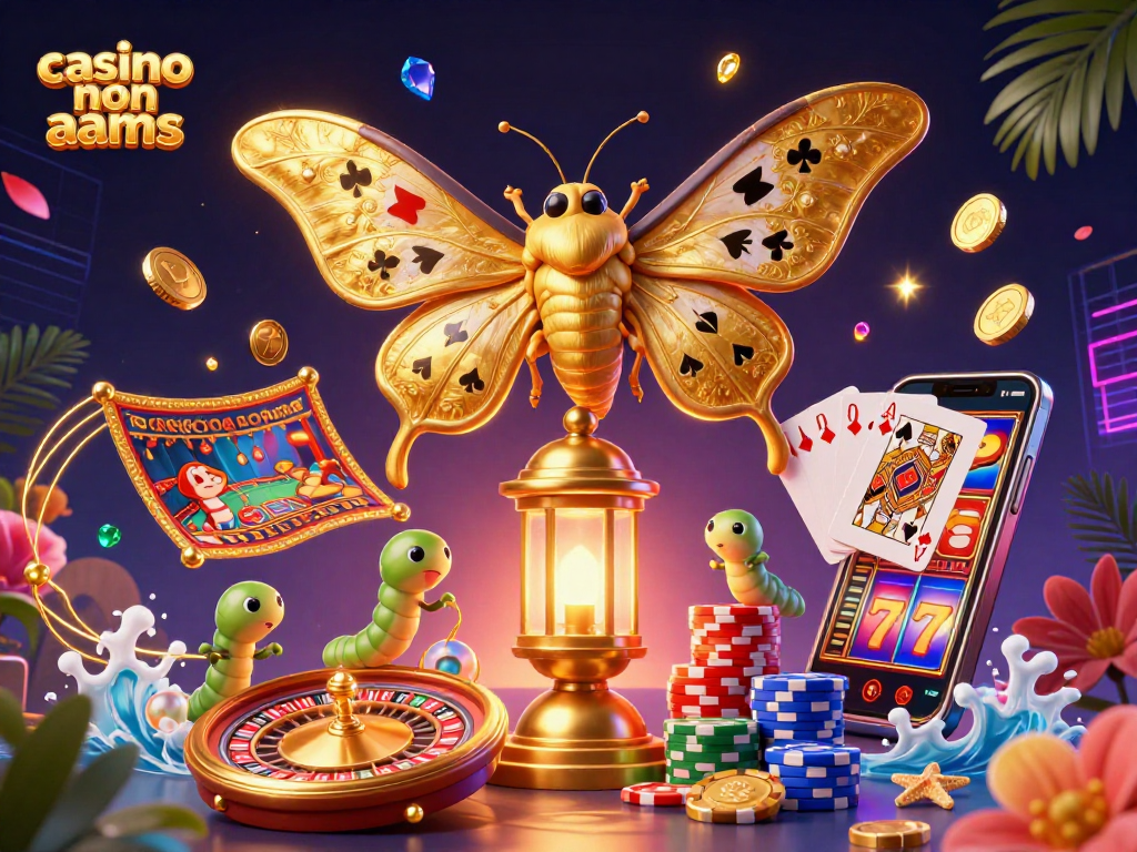Gioca ai migliori casino non AAMS, osserva i dettagli con le farfalle d'oro e i roulette.