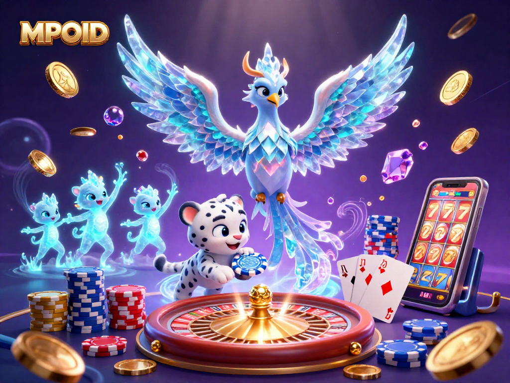 Experience the thrill of MPOID with this captivating casino-themed illustration.