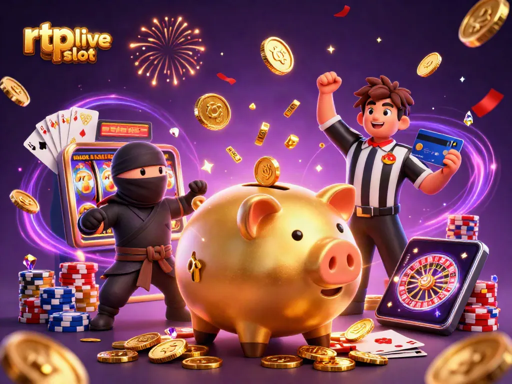 Experience thrilling rtp live slot action with dynamic characters and rich visual detail in casino-themed illustration.