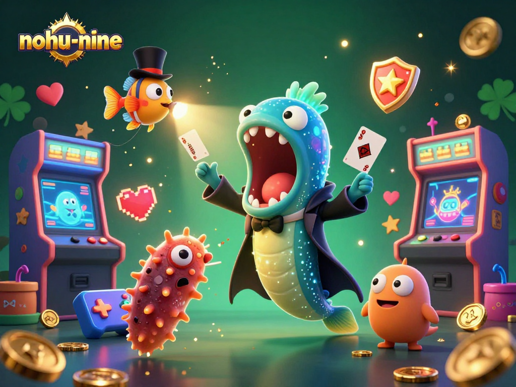 Engage in thrilling gameplay with nohu-nine in this vibrant 3D casino scene featuring fun characters.