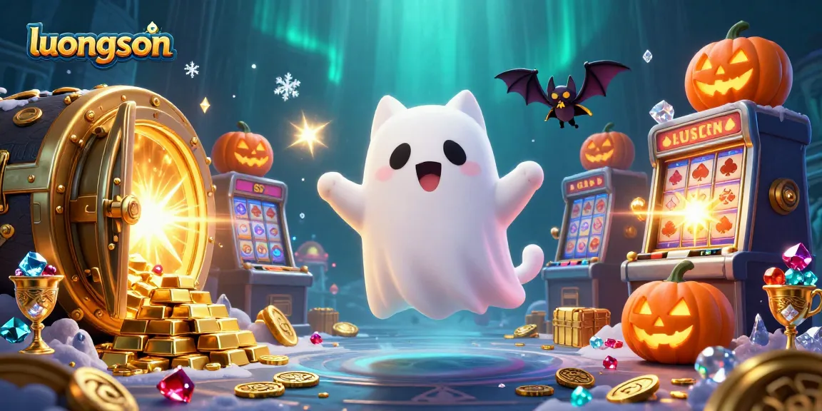 Catch exciting gambling moments with luongson's animated ghost cat and bat in a haunted casino.
