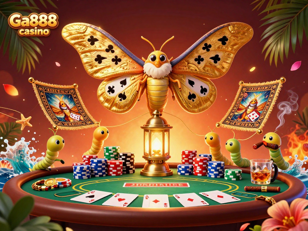 Experience the thrill of Ga888 casino with our vivid 3D illustration showcasing exciting poker elements.