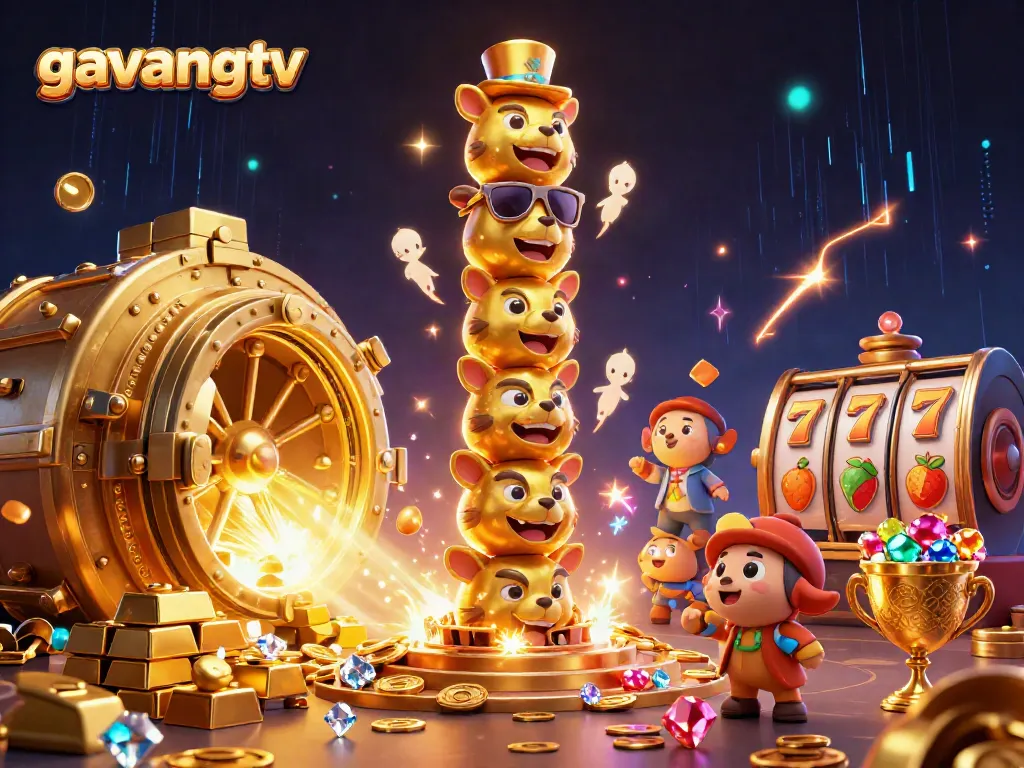 Experience thrilling slots excitement at gavangtv with vibrant, animated casino elements.