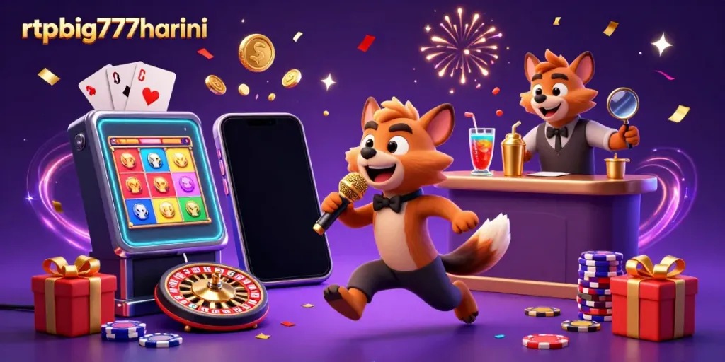 Engage with rtpbig777hariini at a lively casino scene featuring hyenas as comedian, bartender, and bouncer.