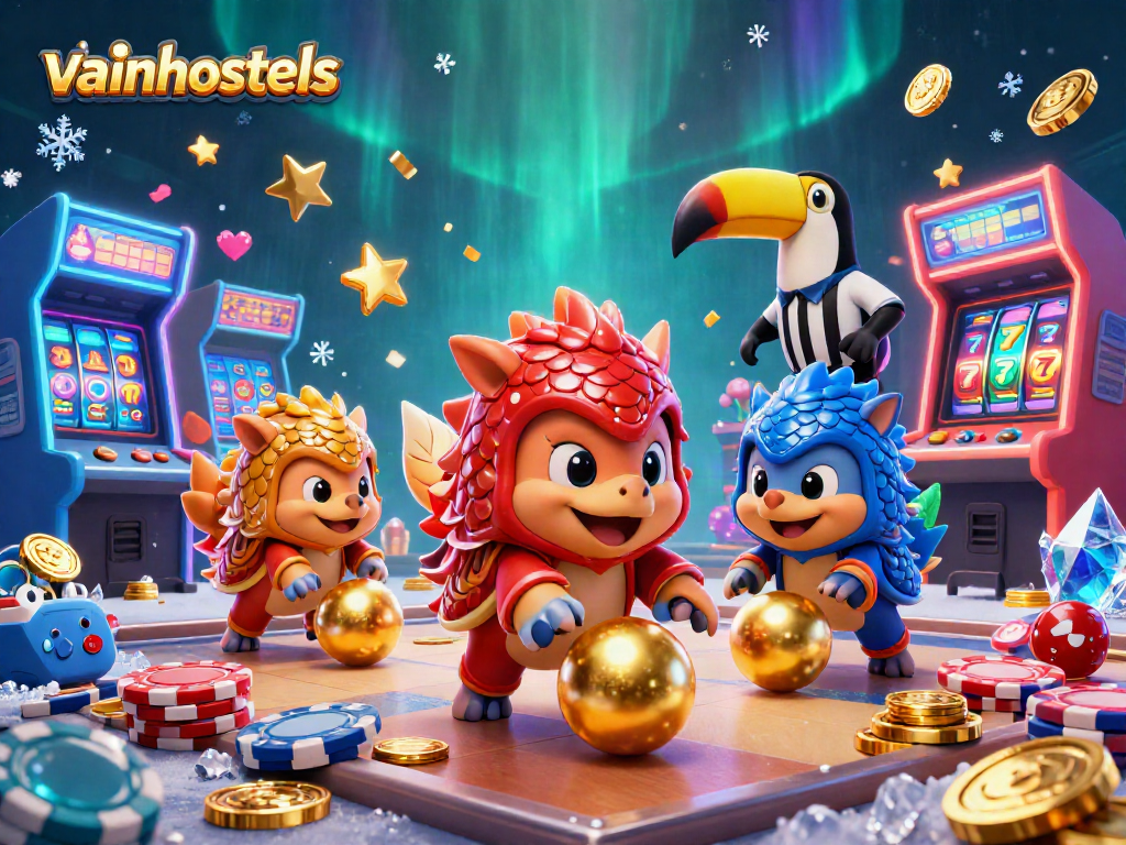 Engage with vainhostels by winning big while bowing through poker chips in this vibrant 3D casino scene.