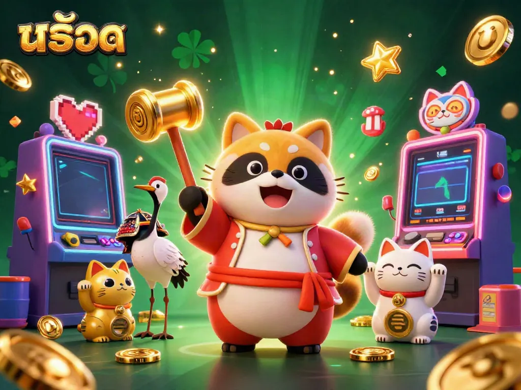 เกมสล็อตที่น่าตื่นเต้นที่เต็มไปด้วยสล็อตแมชชีนและแมวกวักโชคดี
