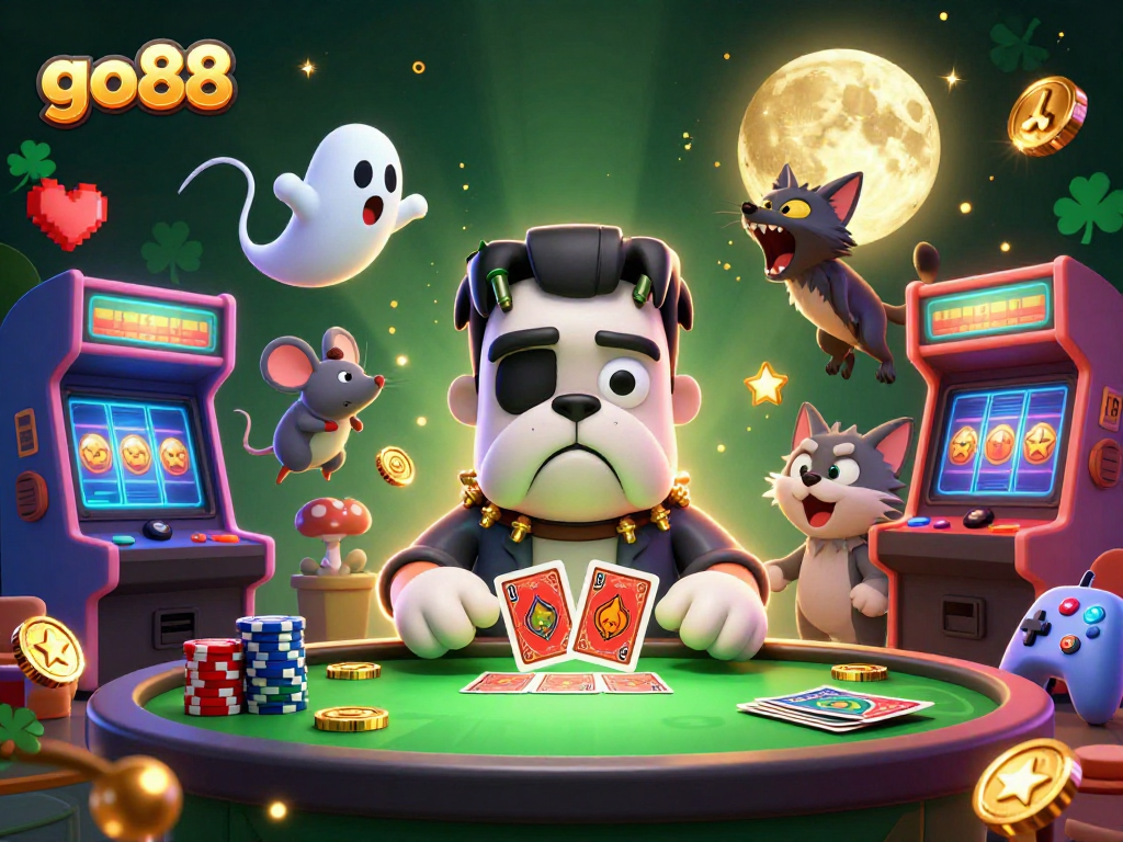 Engage with go88 and experience the excitement at a haunted casino table with dynamic 3D illustrations.