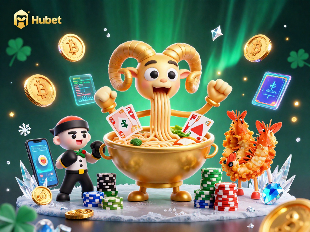 Engage with Hubet's exciting casino offerings through vibrant 3D characters showcasing a dynamic gambling scene.