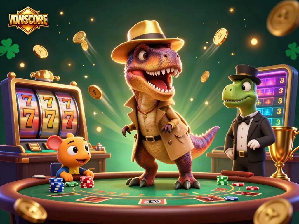IDNSCORE engages players in a thrilling slot game experience amidst dynamic 3D illustrations.