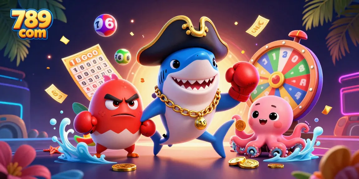 Win big with 789 com in a vibrant underwater casino scene featuring lively characters and game elements.