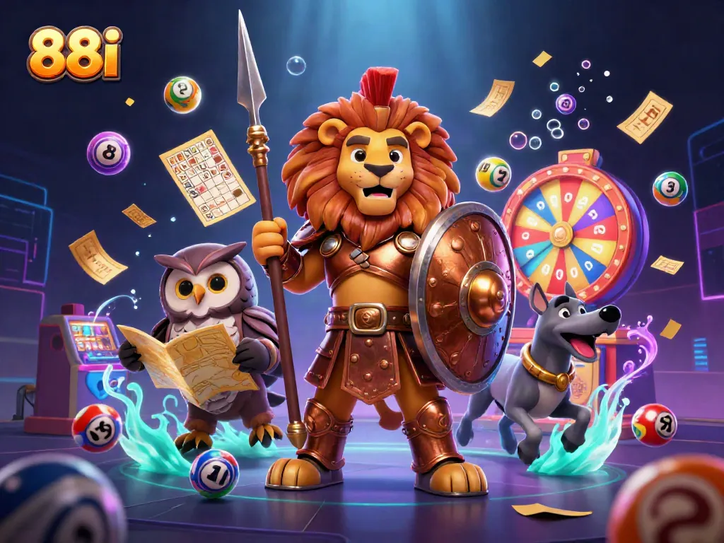 Engage with the vibrant world of 88i games, featuring colorful lottery elements and unique characters.