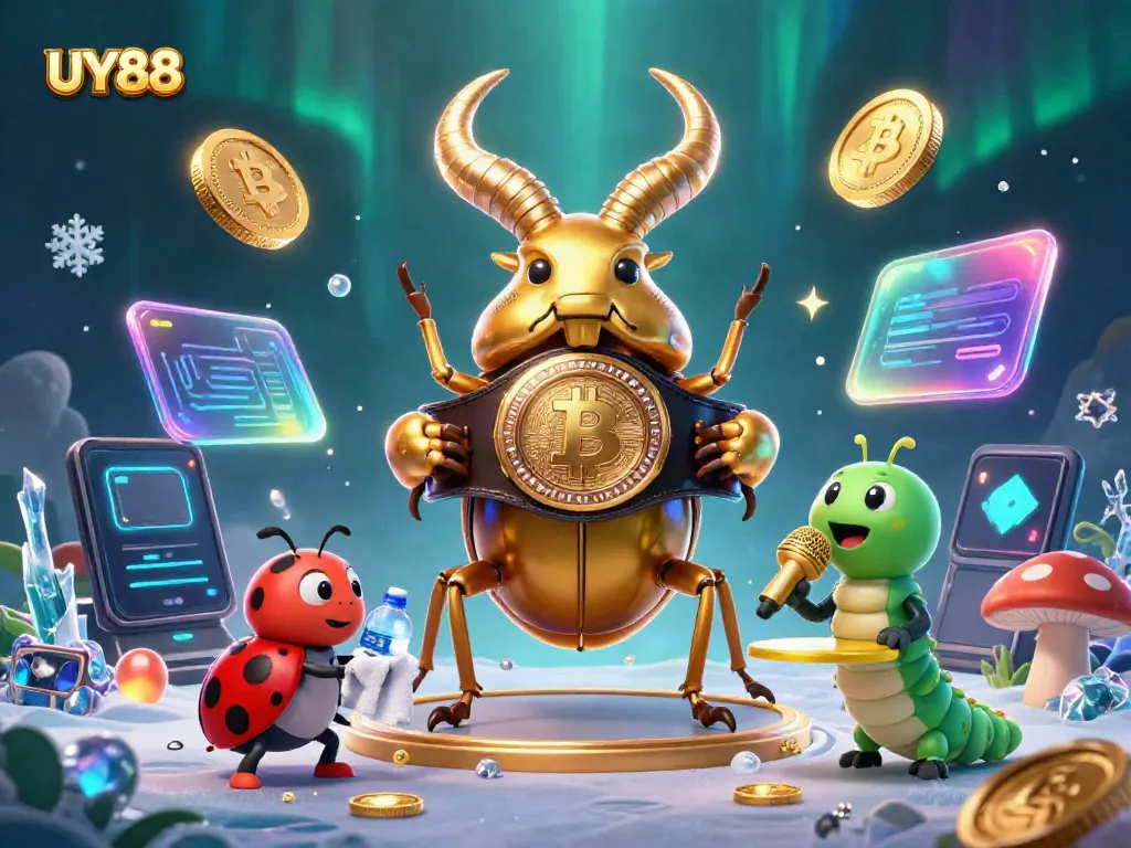 Experience the thrill of UY88 with vibrant gaming elements showcasing crypto coins in intense illustrations.
