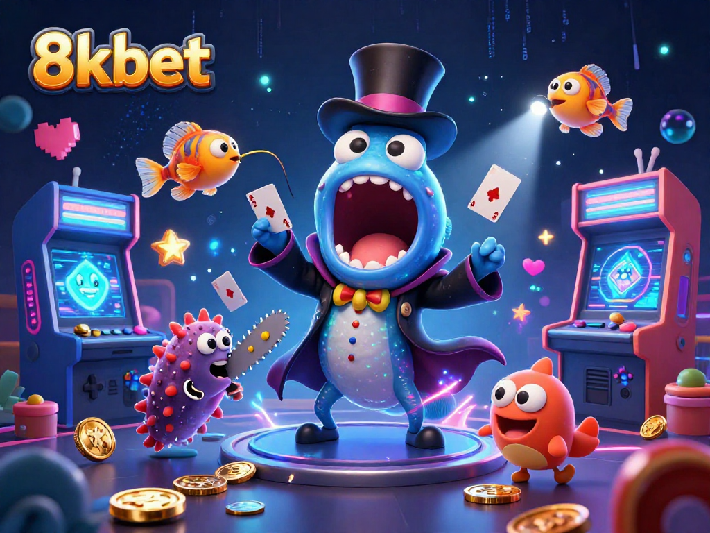 Experience thrilling betting with 8kbet in this vibrant casino game illustration.