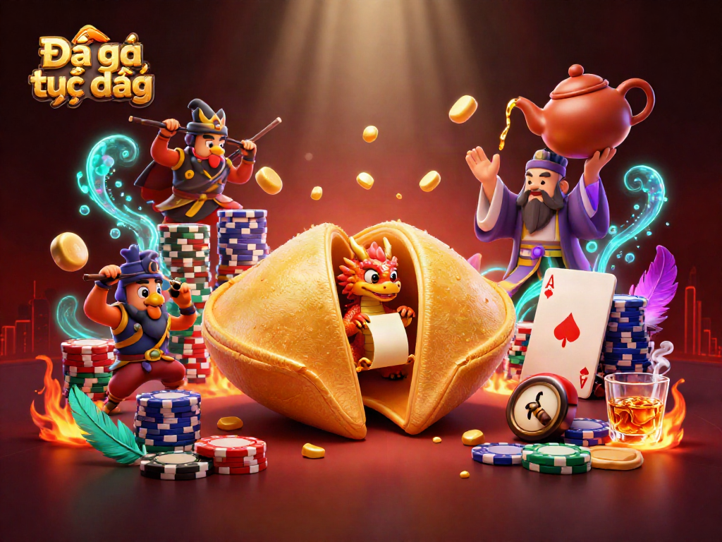 Bet on Đá gà trực tiếp with a vibrant 3D illustration showcasing epic cockfighting elements.