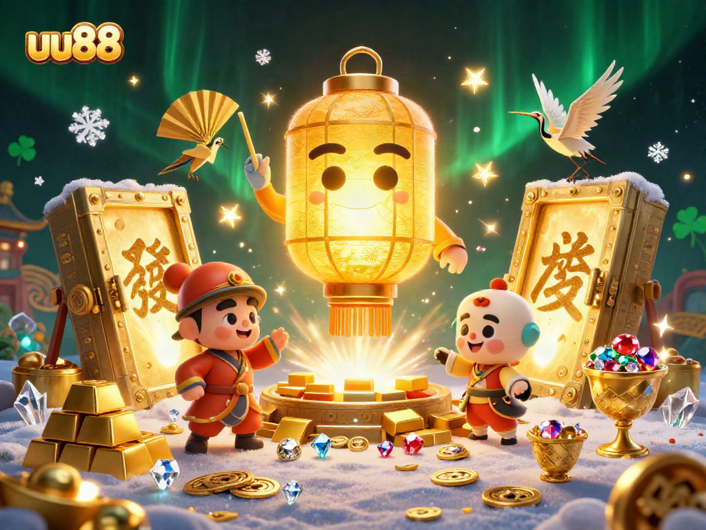 uu88 captures thrilling casino excitement with golden lantern spirit illuminating rich treasures.