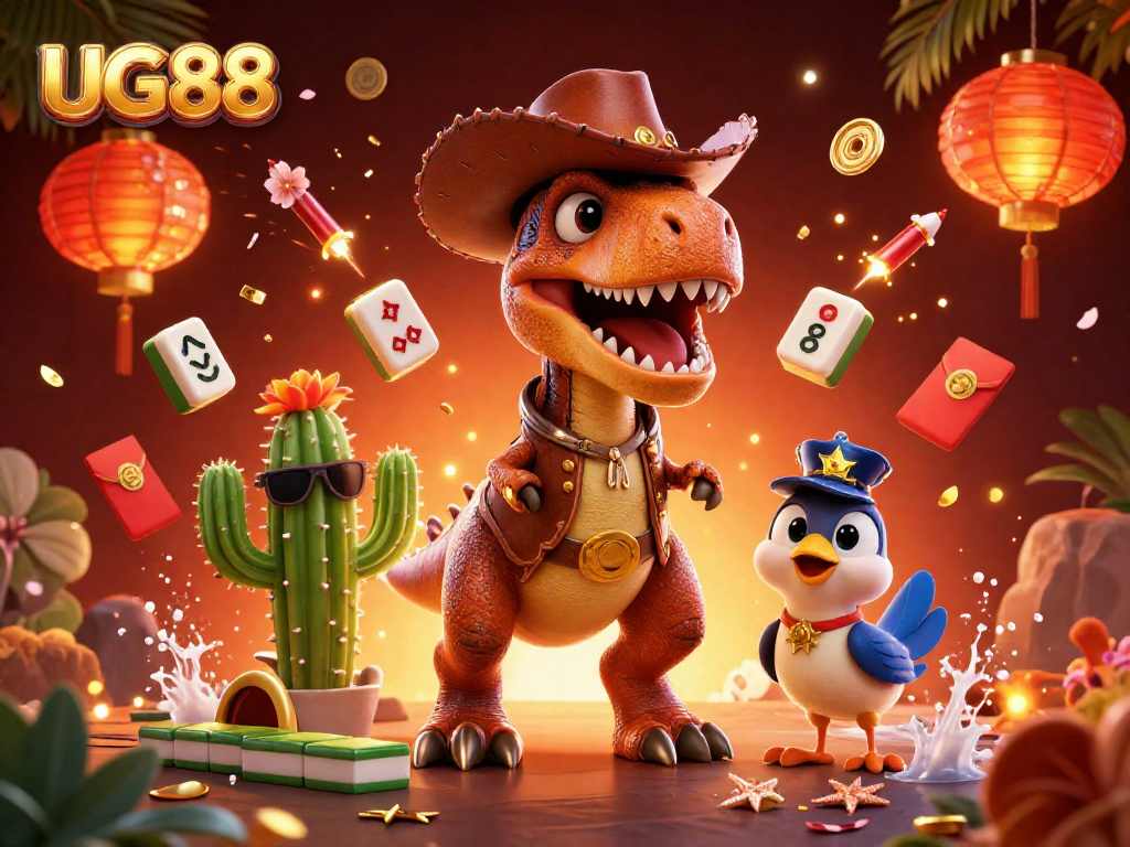 Experience the excitement of gambling with UG88, featuring a dynamic 3D casino scene rich in elements.