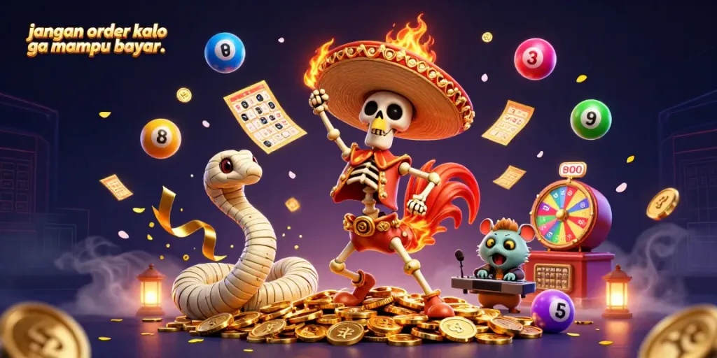 Engaging game scene showcasing "jangan order kalo ga mampu bayar.." with vibrant casino elements and characters