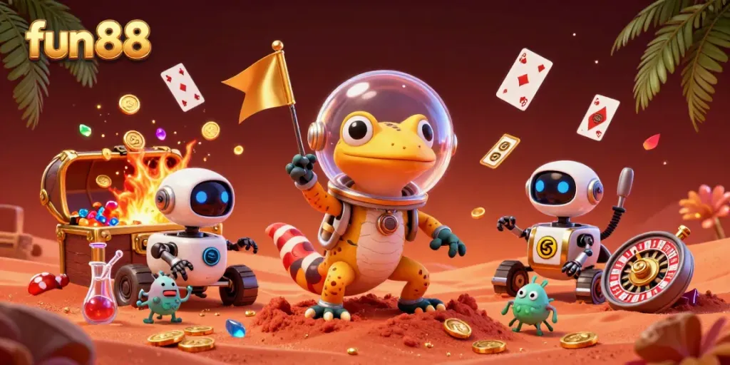 Enjoy the thrilling fun 88 casino experience with a 3D Martian gecko and dynamic game elements.