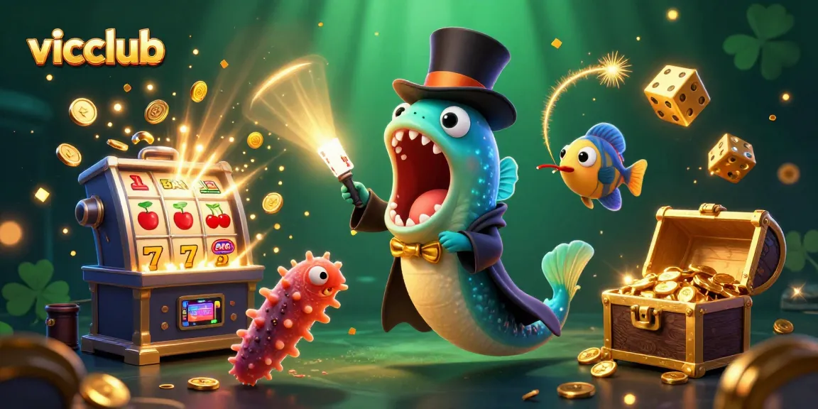 Win big with vicclub at this magical casino scene featuring an eel and anglerfish!