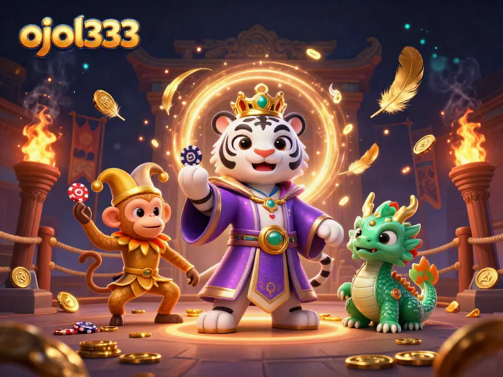 Engage in thrilling action with ojol333 in a vibrant casino scene filled with dynamic characters.