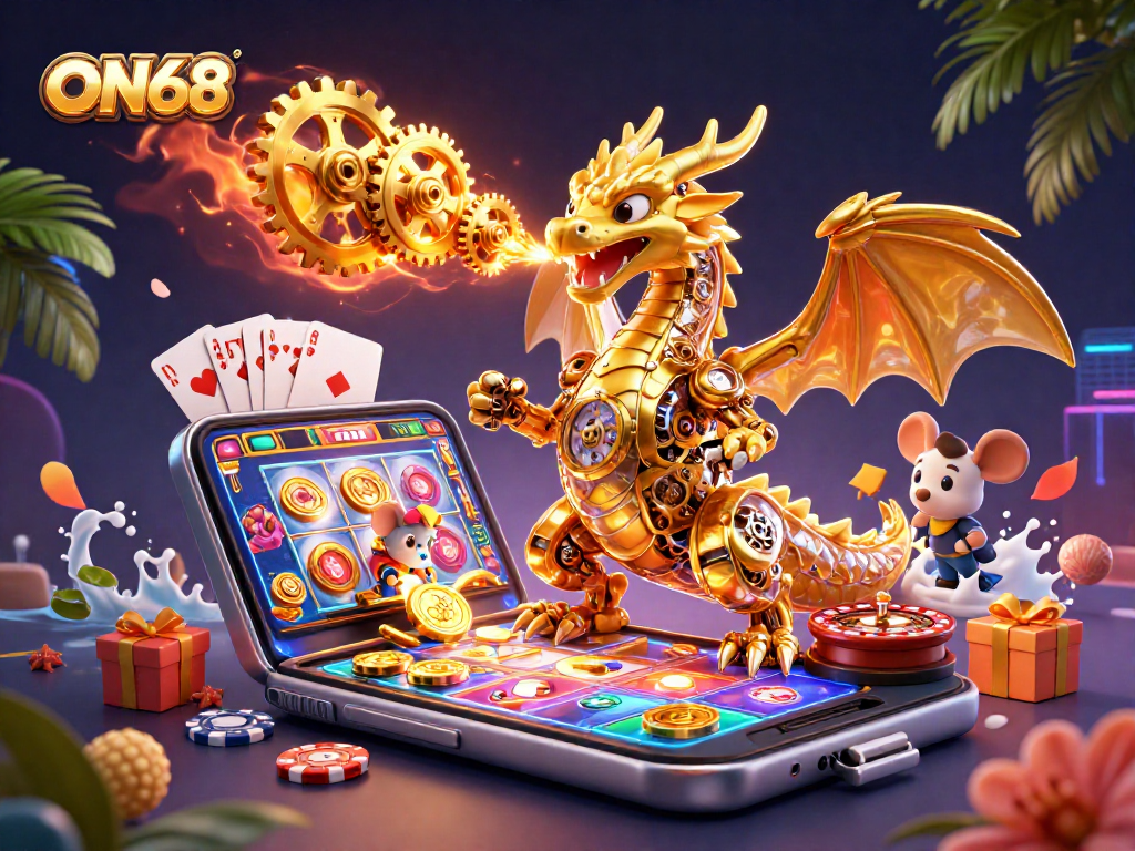 Engage with exciting games at ON68 featuring a golden dragon and high-stakes action.