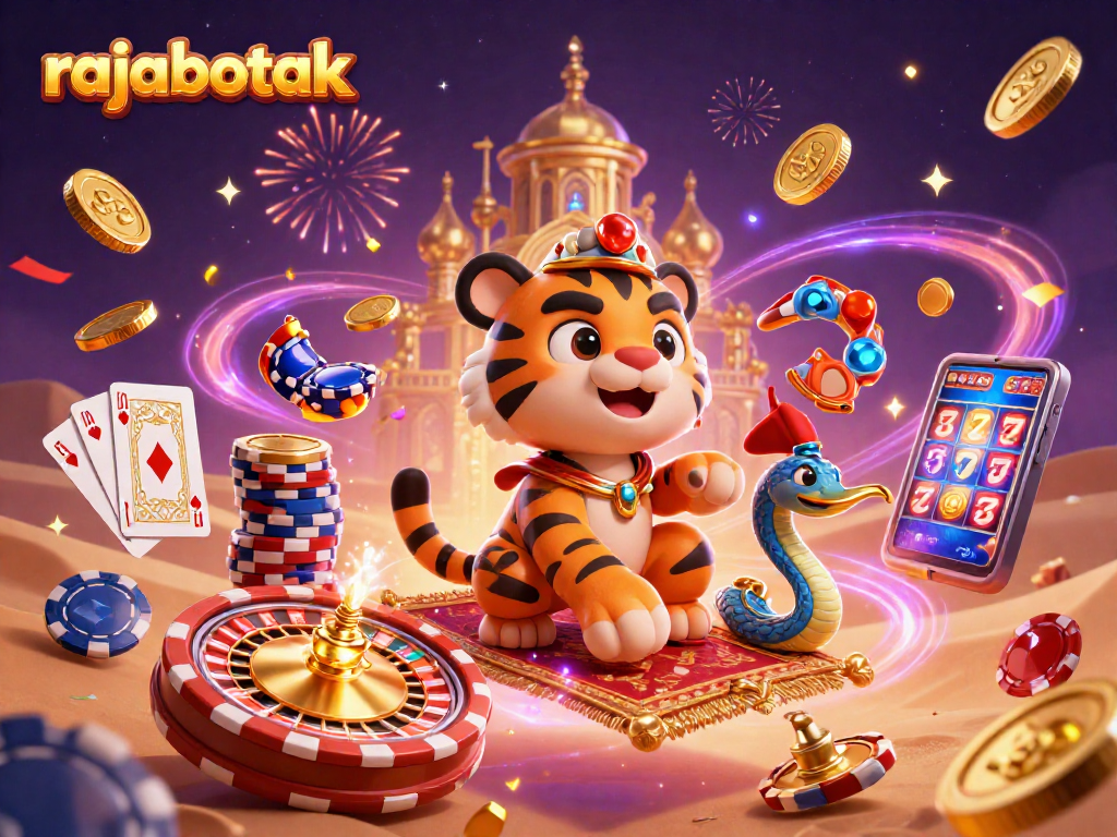 Engage with rajabotak's immersive casino adventure featuring a sultan on a flying carpet.