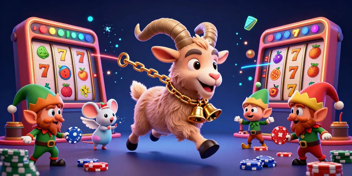 Experience sky88's thrilling gameplay in a lively casino scene with Krampus and playful characters.