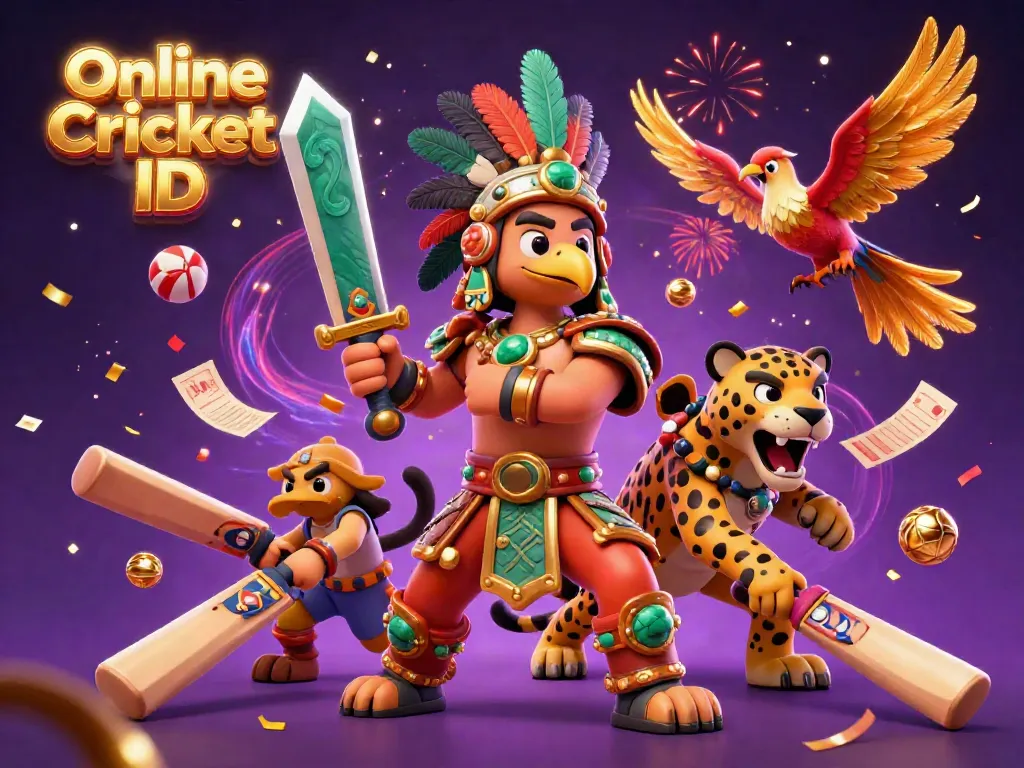 Engage with Online Cricket ID through an energetic scene of warriors and cricket elements celebrating fast betting.