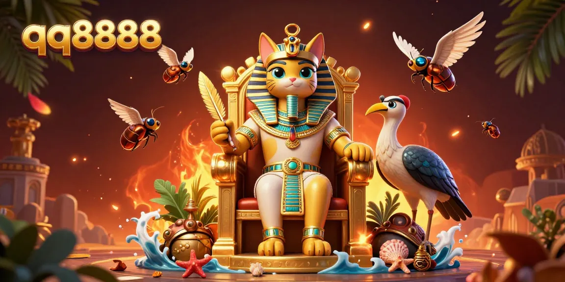 Experience the thrilling world of qq8888 as a pharaoh cat and scribe captivate viewers in this vibrant betting scene.