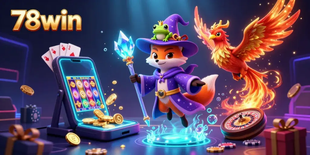 Immerse yourself in 78win's thrilling casino adventure with mystical characters, glowing games, and vibrant elements!