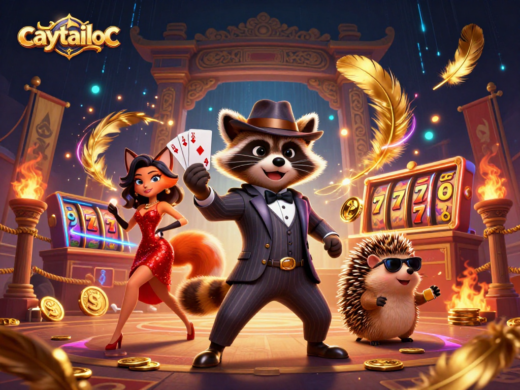Caytailoc features an exciting casino illustration with vibrant characters and dynamic game elements.
