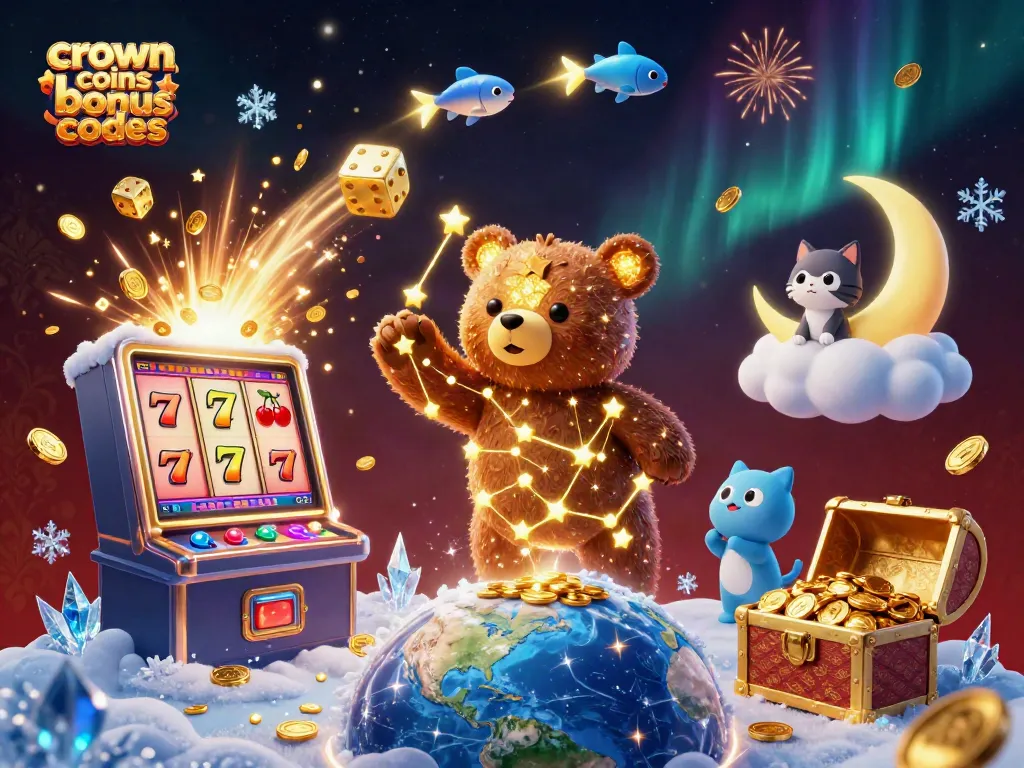 Engage with crown coins bonus codes in this vibrant casino-themed illustration featuring characters and exciting gaming elements.