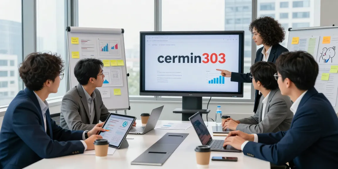 Team collaborating on digital marketing strategies featuring cermin303 with interactive visuals and urban office environment