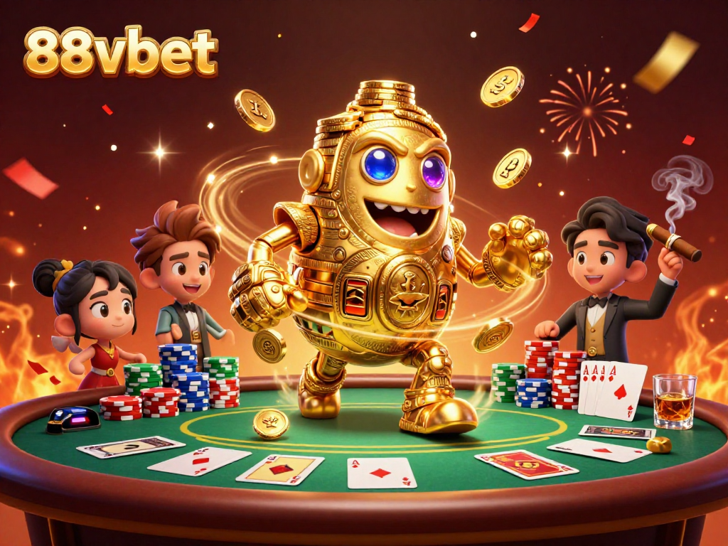 Win big at 88vbet with our exciting casino game featuring a golden golem and poker elements.