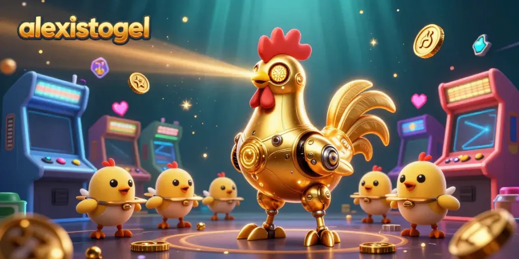 Menggali pengalaman judi luar biasa di alexistogel dengan robot ayam futuristik bertema slot.