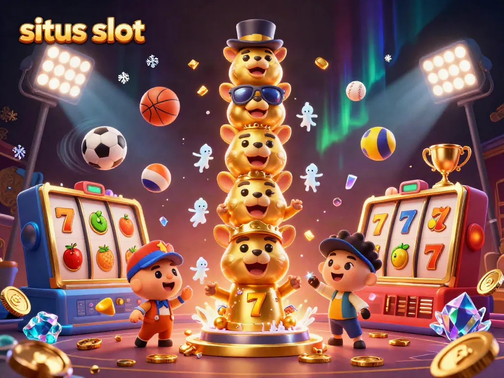 Permainan situs slot modern dengan elemen jackpot dan simbol keberuntungan yang menghidupkan suasana kasino