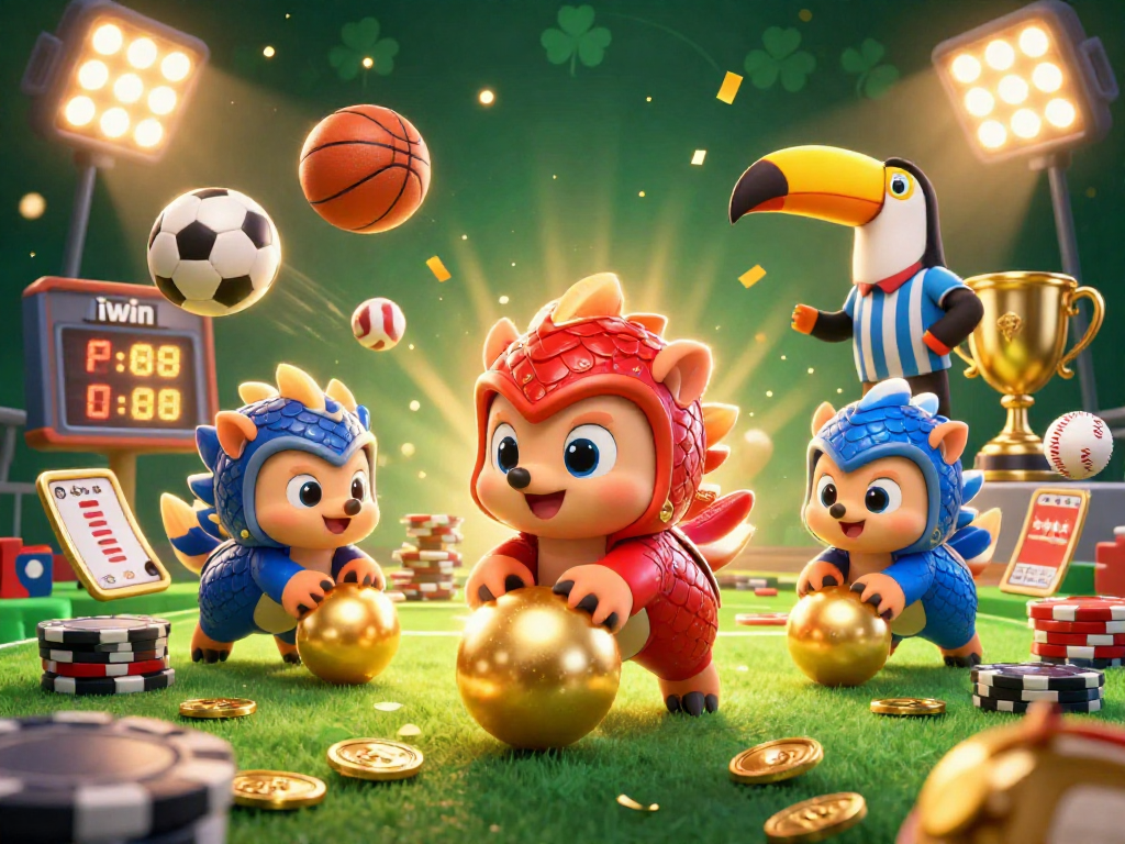 Experience the excitement of iwin with rival pangolins bowling through poker chips in a vibrant casino scene.