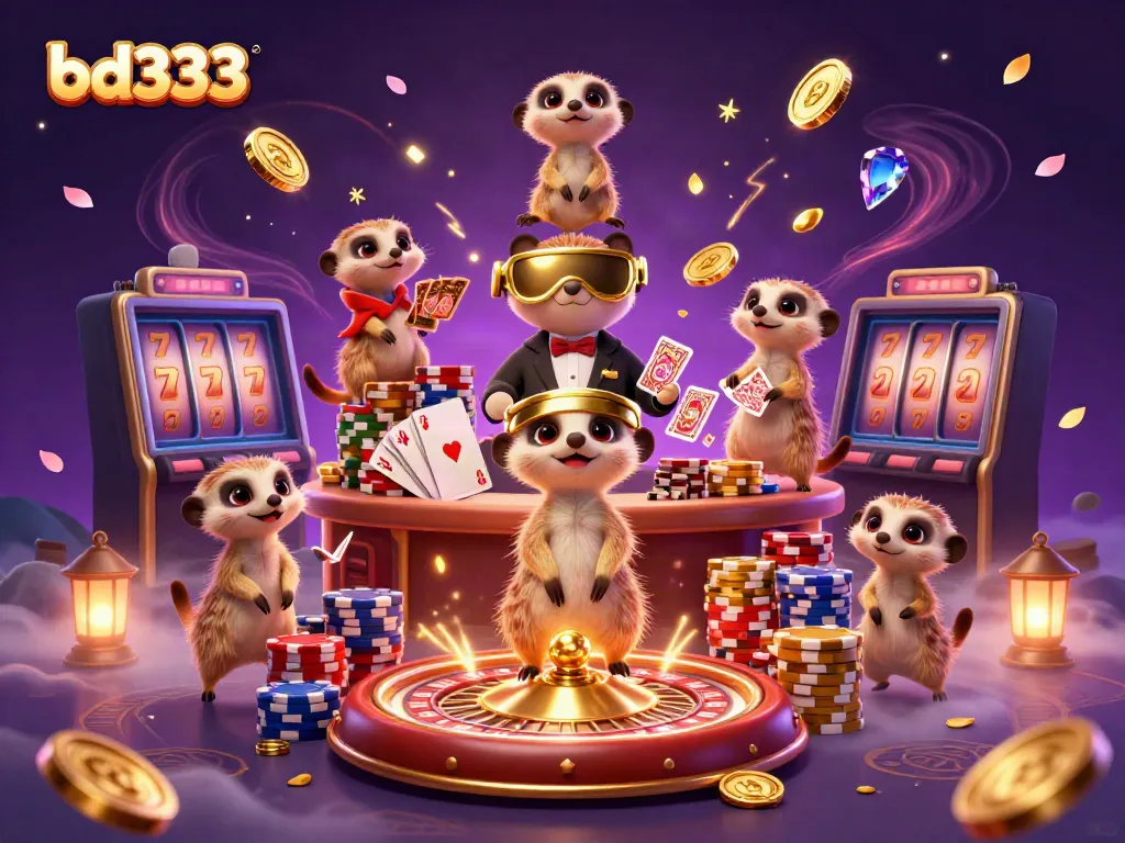 Experience winning moments at bd333 with a lively meerkat casino scene showcasing thrilling games and vibrant energy.