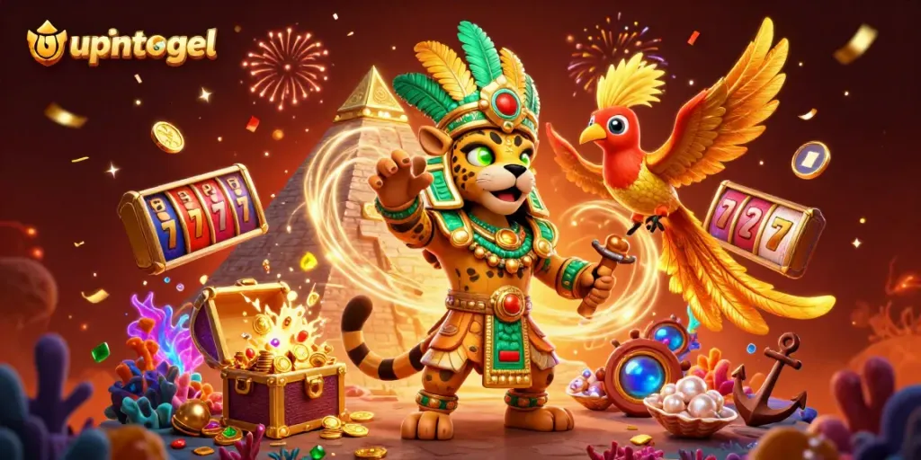 Mengalami keseruan upintogel dengan ilustrasi jaguar Mayan dan elemen kasino yang menarik.