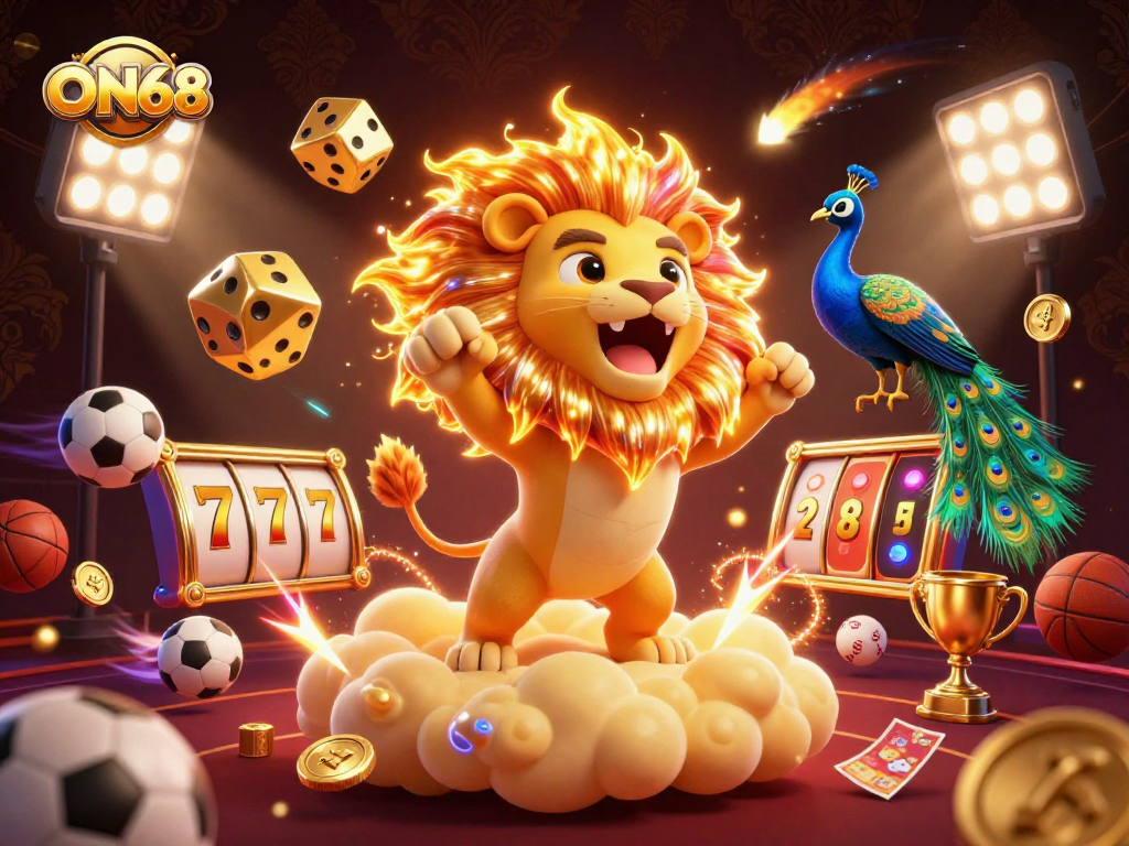 Experience thrilling gaming with ON68 through dynamic sports and casino elements in an ultra-detailed 3D scene.