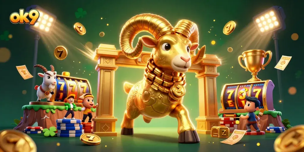 Engage with the ultimate ok9 casino experience featuring golden symbols and dynamic slot elements.