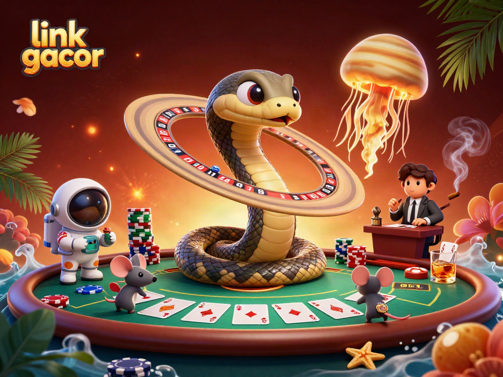 Experience thrilling wins with link gacor in this vibrant 3D cosmic casino scene.