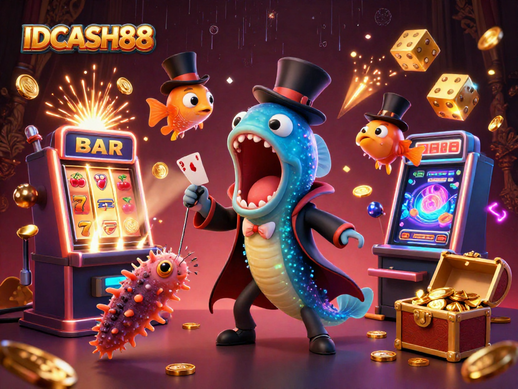 Experience thrilling wins with IDCASH88's colorful casino games in an enchanting underwater scene.