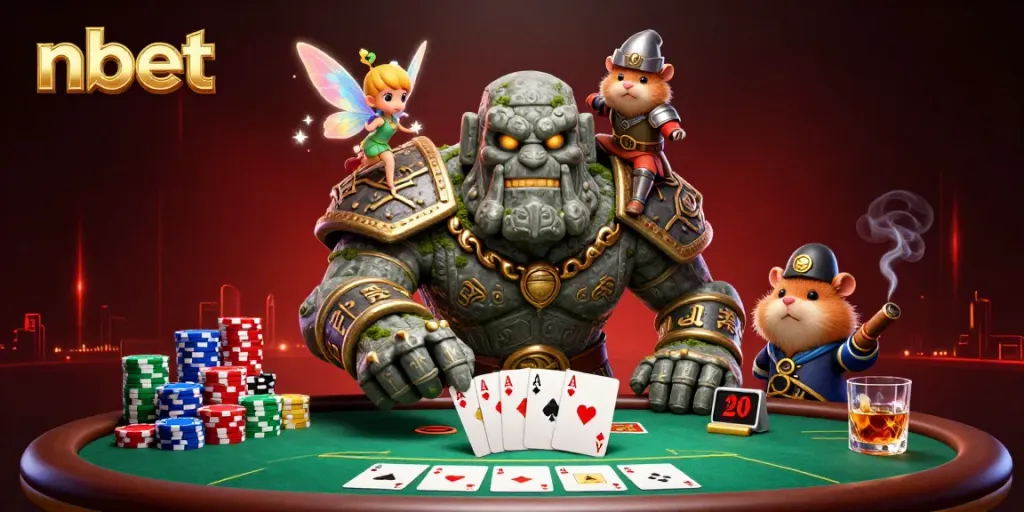 Engage in thrilling poker action at nbet with characters immersed in a magical casino world.