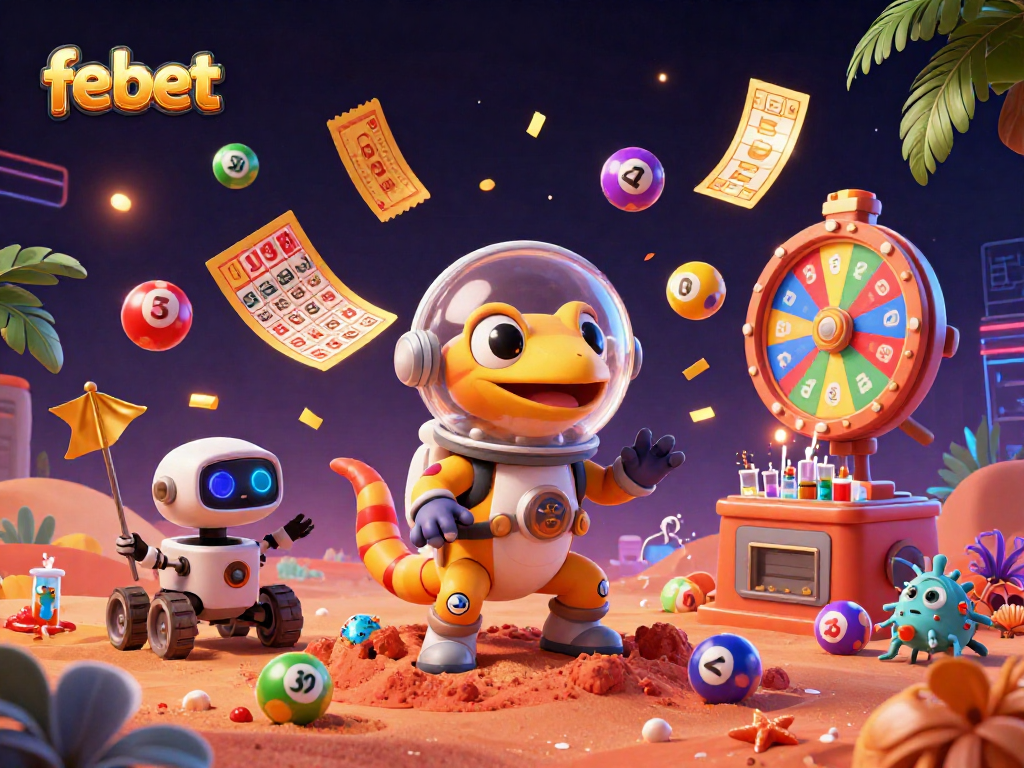 Experience the excitement at febet, where a Martian gecko uncovers a hidden golden casino.