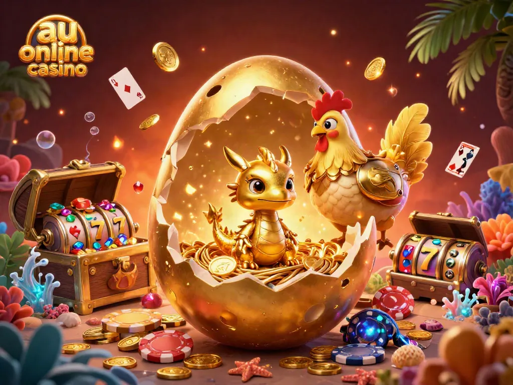 Experience thrilling gameplay at au online casinos, featuring golden elements and poker chips.