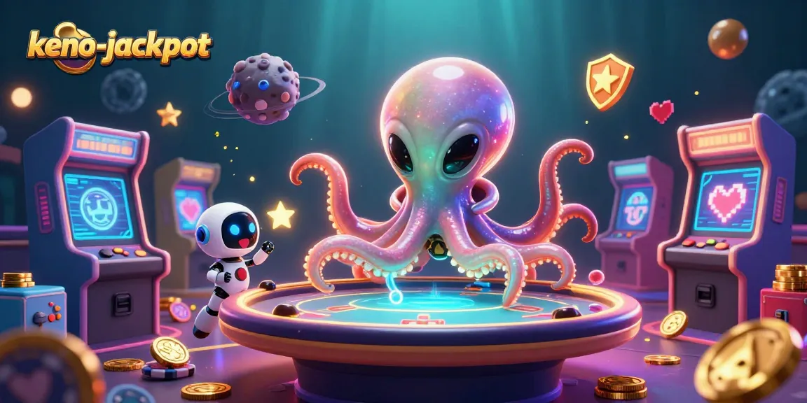 Engage in fast-paced fun with keno-jackpot while the alien octopus spins holographic poker tables.