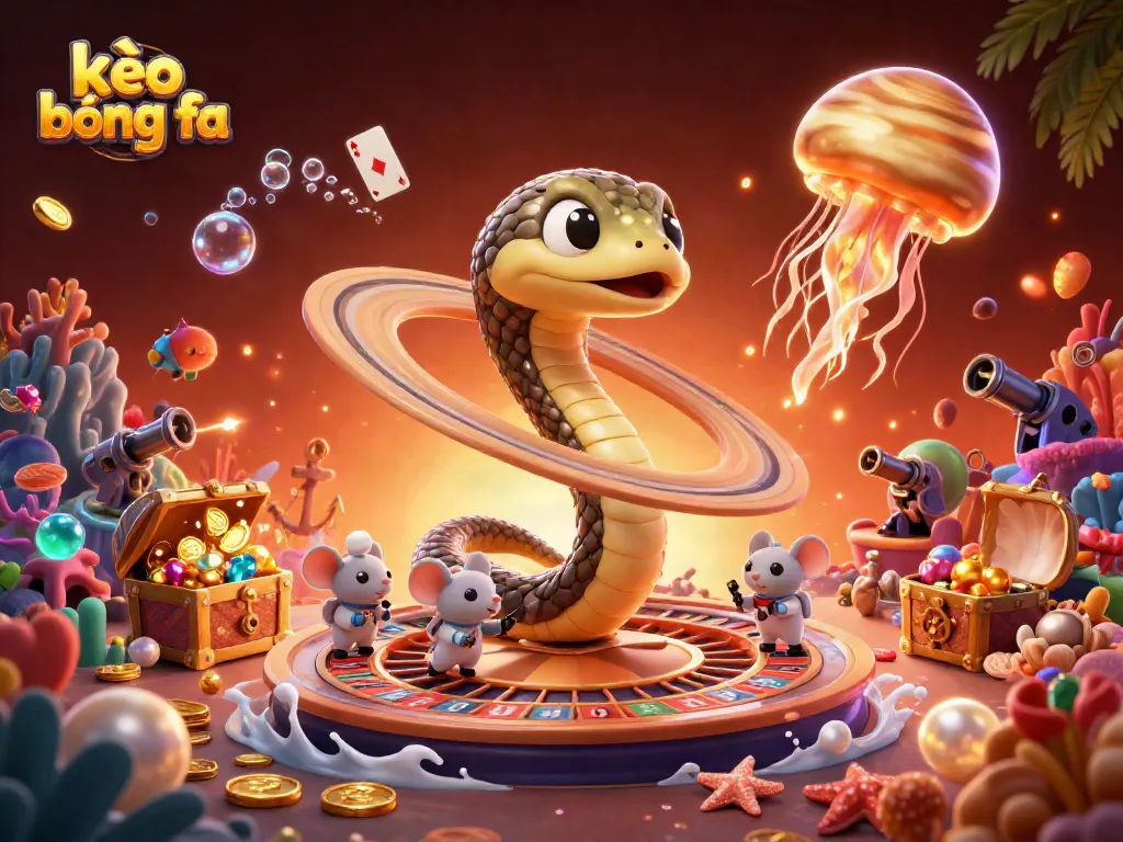 Experience thrilling sports betting with kèo bóng đá featuring a cosmic roulette wheel and animated astronaut mice betting.