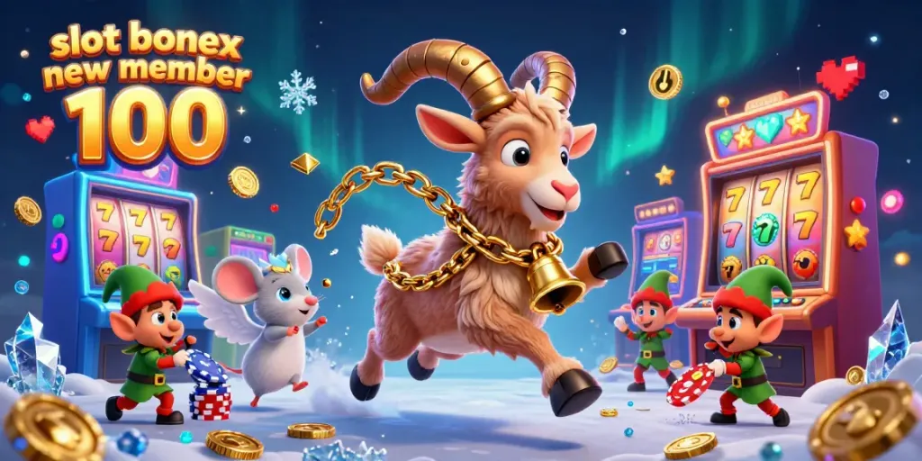 Experience exciting gameplay with slot bonus new member 100 showcased in festive casino scene.