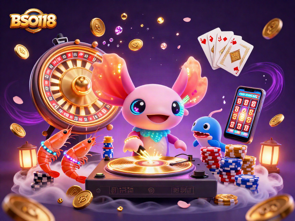 Experience the excitement of BSO118 with a vibrant underwater casino scene featuring animated characters.